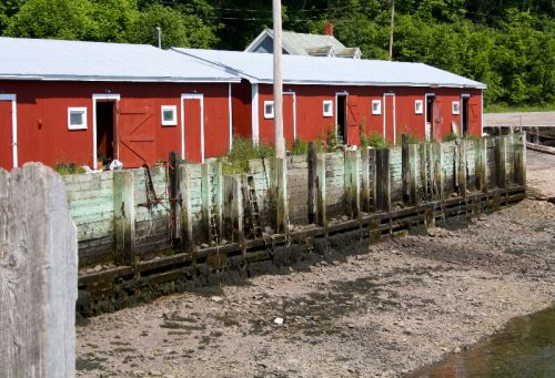 Sheds on the wharf, Victoria Beach