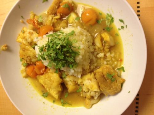 Curried haddock- Atlantic Seascapes warm fennel salad and beets, carrot and garlic roasted with thyme. All from our garden but your gorgeous fish. Couldn't be any better